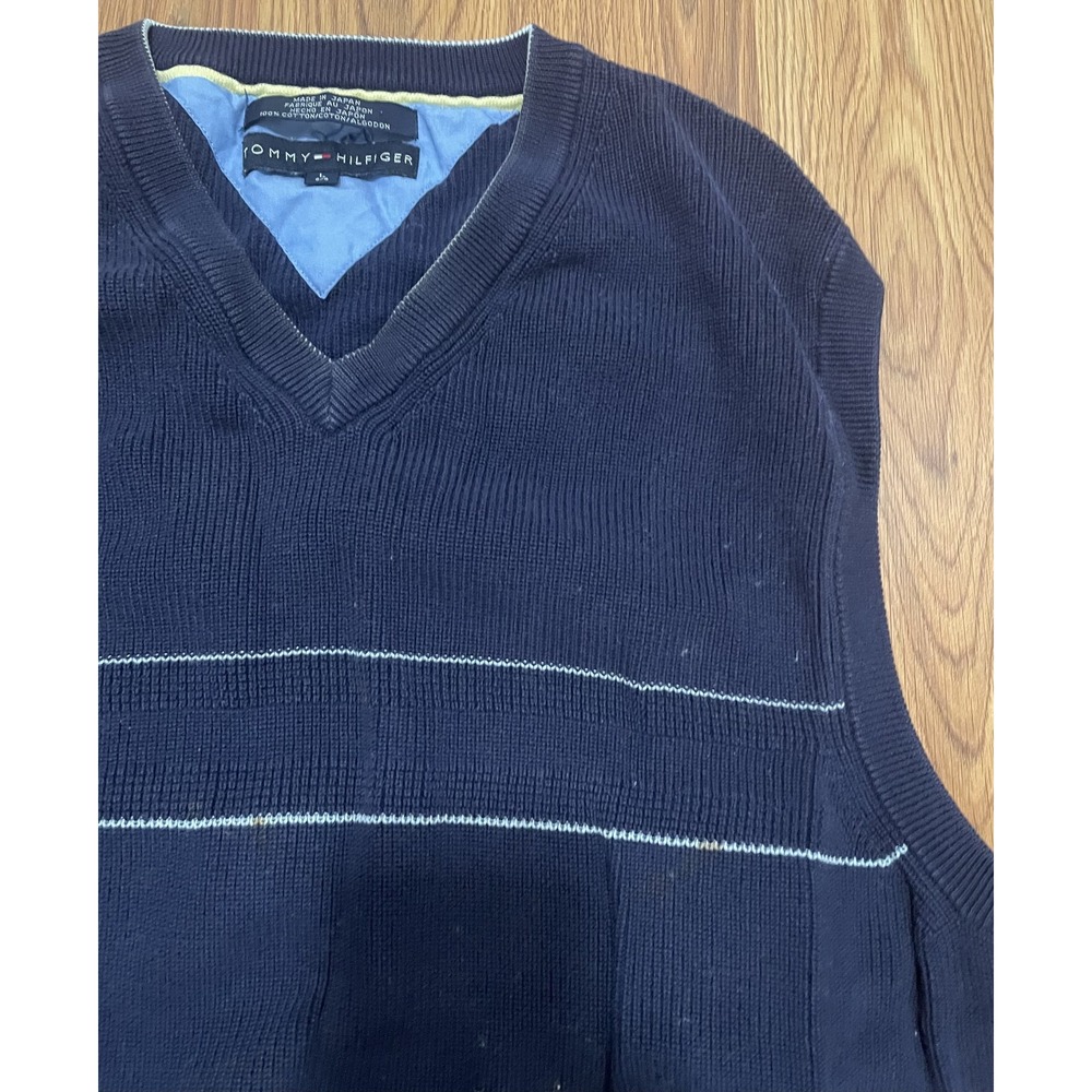 Tommy Hilfiger Sweater Vest Mens XL V Neck Knit Striped Preppy - Picture 3 of 9